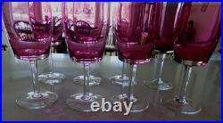 8 Vintage Cranberry Crystal Gorham Rose mist Wine glasses 7