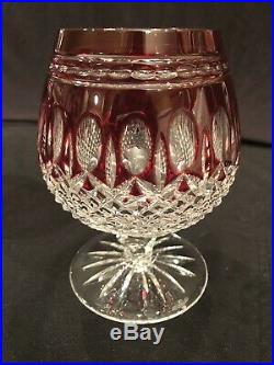 8pc Waterford Crystal Red Ruby Clarendon Brandy Snifter 5-1/8 Tall Glass Set