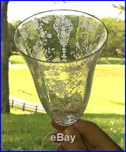 9 Cambridge Glass ROSEPOINT Rose Point Etched Crystal 12oz Iced Tea Goblets Set