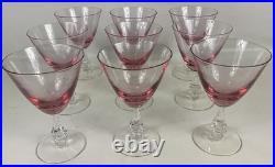 9 Tiffin Franciscan Pink Wistaria Crystal Water Goblets 6 x 4 EXCELLENT COND
