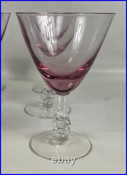 9 Tiffin Franciscan Pink Wistaria Crystal Water Goblets 6 x 4 EXCELLENT COND