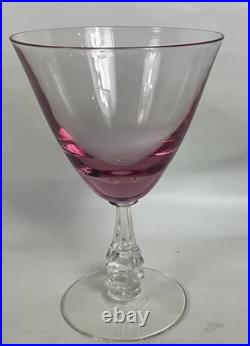 9 Tiffin Franciscan Pink Wistaria Crystal Water Goblets 6 x 4 EXCELLENT COND