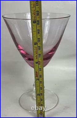 9 Tiffin Franciscan Pink Wistaria Crystal Water Goblets 6 x 4 EXCELLENT COND