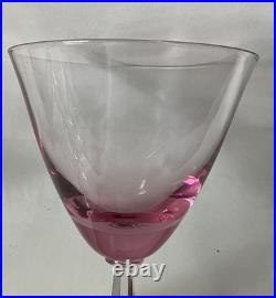 9 Tiffin Franciscan Pink Wistaria Crystal Water Goblets 6 x 4 EXCELLENT COND