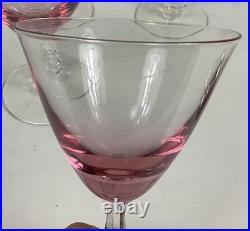 9 Tiffin Franciscan Pink Wistaria Crystal Water Goblets 6 x 4 EXCELLENT COND