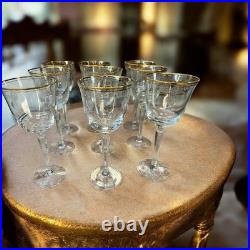 9 Vintage Lenox Shell Water Wine Cocktails Crystal Glasses Gold Trim 8