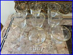 9 Vintage Lenox Shell Water Wine Cocktails Crystal Glasses Gold Trim 8