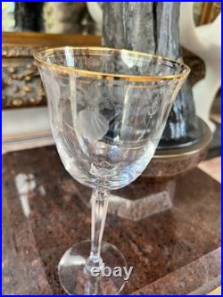 9 Vintage Lenox Shell Water Wine Cocktails Crystal Glasses Gold Trim 8