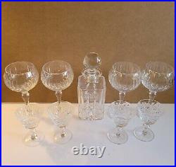 9 pc vintage Sears Crystal Cross & Olive Set 4 Wine Glasses, 4 Cocktail Glasses