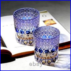 A Set of 2pcs Hand Cut Blue 9oz Edo Kiriko Crystal Whiskey Glasses Gift Packing A Set of 2pcs Hand Cut Blue 9oz Edo Kiriko Crystal Whiskey Glasses Gift Packing