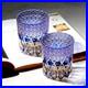 A Set of 2pcs Hand Cut Blue 9oz Edo Kiriko Crystal Whiskey Glasses Gift Packing