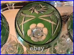 A Set of 4 Beautiful VAL ST LAMBERT BERNCASTEL GREEN HOCK Glass 6 7/8