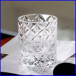 A Set of 4PCS Whiskey Glasses Kiriko Hand Cut Crystal Tumbler 7.5oz For Party