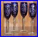 A Vintage Cobalt Blue, Bohemian Cut To Clear Crystal, Champagne Flutes, Set of 4