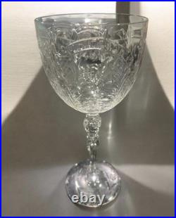 A set of four vintage 1930 Rock Sharpe crystal wine glasses with paisley pattern