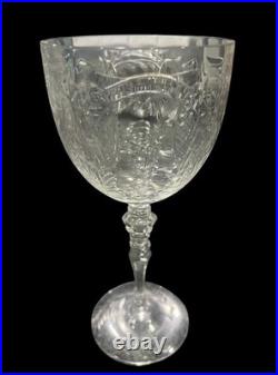 A set of four vintage 1930 Rock Sharpe crystal wine glasses with paisley pattern