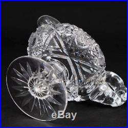 ABP American Brilliant Cut Crystal Pedestal Creamer & Sugar Set Glass Hobstar