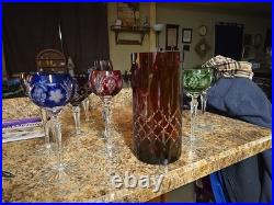 AJKA Crystal Hock Wine Glasses (Various Colors & Sizes) Blown Crystal Made In