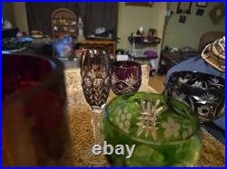 AJKA Crystal Hock Wine Glasses (Various Colors & Sizes) Blown Crystal Made In