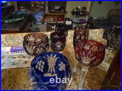 AJKA Crystal Hock Wine Glasses (Various Colors & Sizes) Blown Crystal Made In