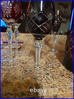 AJKA Crystal Hock Wine Glasses (Various Colors & Sizes) Blown Crystal Made In