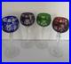 AJKA Cut Crystal Hock Wine Goblets Marsala Set of 4 Blue Red Green Amethyst