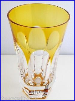 AJKA LYNN LAUSANNE AMBER GOLD CASED CUT TO CLEAR HIGHBALL WATER COLLINS Set of 4