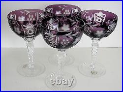 AJKA MARSALA AMETHYST CASED CUT TO CLEAR CHAMPAGNE SAUCER Set of 4