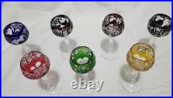 AJKA Marsala Cut Crystal Wine Hock Goblets Set of 7 Multicolor 5 Tall