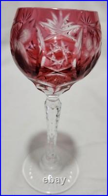 AJKA Marsala Cut Crystal Wine Hock Goblets Set of 7 Multicolor 5 Tall