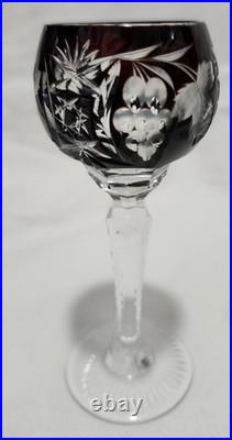 AJKA Marsala Cut Crystal Wine Hock Goblets Set of 7 Multicolor 5 Tall