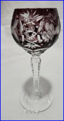 AJKA Marsala Cut Crystal Wine Hock Goblets Set of 7 Multicolor 5 Tall