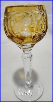 AJKA Marsala Cut Crystal Wine Hock Goblets Set of 7 Multicolor 5 Tall
