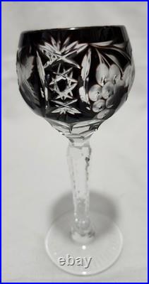 AJKA Marsala Cut Crystal Wine Hock Goblets Set of 7 Multicolor 5 Tall