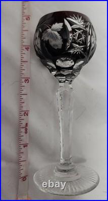 AJKA Marsala Cut Crystal Wine Hock Goblets Set of 7 Multicolor 5 Tall