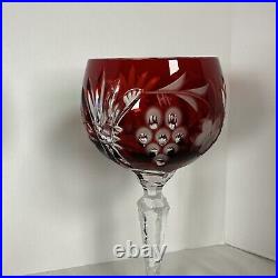 AJKA Marsala Lead Crystal Wine Goblet Hocks Cut To Clear 8 1/4 Set of 4