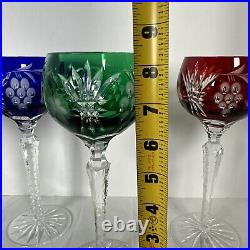 AJKA Marsala Lead Crystal Wine Goblet Hocks Cut To Clear 8 1/4 Set of 4