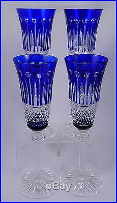 AJKA OLINDA GODINGER KING LOUIS Cobalt Blue Champagne Flute Glass SET OF 4