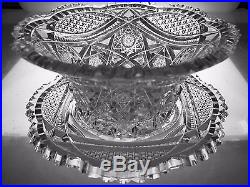 AMERICAN BRILLIANT CUT GLASS CRYSTAL ANTIQUE WHIPPED CREAM BOWL PLATE SET ABP