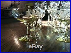 ANTIQUE CRYSTAL ETCHED FORMAL GLASSWARE SET. IRIDESCENT FABULOUS, STUNNING 20 PC
