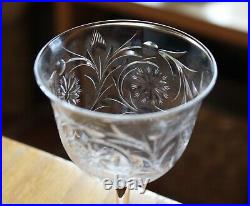ANTIQUE SET 10 DORFLINGER Stone Engraved ABP Crystal ABP Glass WINE CLARETS