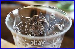 ANTIQUE SET 10 DORFLINGER Stone Engraved ABP Crystal ABP Glass WINE GOBLETS