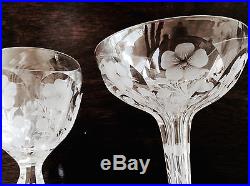ANTIQUE circa 1920 C. LIBBEY Cut Crystal Glasses- Marked- Glassware- Set of 25