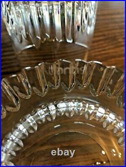ATLANTIS Cut Crystal Double Old Fashion SET of 4 Glasses Whiskey Chalice Signed