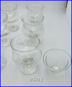 AVITRA Crystal Shrimp Cocktail Set of 9 chillers Caviar 1960's Rare Vintage