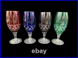 Ajka Arabella Hungarian 24% Lead Crystal Cut to Clear Iced Tea Glasses Set of 4