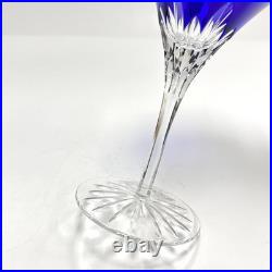Ajka Castille Cobalt Blue Martini Glass Cut 2 Clear Crystal 7.25 Tall Set of 2
