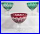 Ajka Crystal Cut to Clear Florderis Champagne Sherbet Glasses Set of 3 Red Green
