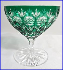 Ajka Crystal Cut to Clear Florderis Champagne Sherbet Glasses Set of 3 Red Green