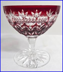 Ajka Crystal Cut to Clear Florderis Champagne Sherbet Glasses Set of 3 Red Green